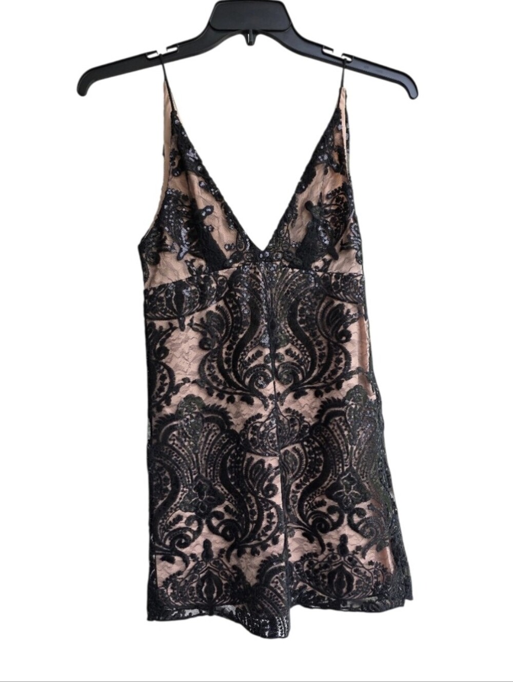 Free People Black Night Shimmers Mini Dress NWT Plunge Party Dress - Picture 5 of 15